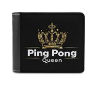 Ping Pong Queen PU Leather Wallets Stylish Bifold Wallet Slim Front Pocket Credit Card Holder for Women Men