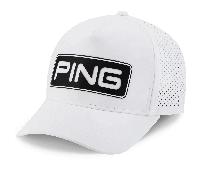 PING TOUR VENTED DELTA GOLF HAT - WHITE / BLACK