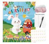PINGAMOO Easter Day Games, Pin The Tail on The Bunny, Easter Games for Kids Classroom 24 PCS School Activities for Family Boys Girls Adults