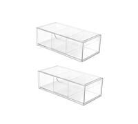 PINGANBUSU Hair Accessories Organizer for Girls, Clear Acrylic Hair Tie Organizer, or Headband, bows，Cute Small Stackable Storage Drawer Container Caddy Box for Bathroom Vanity Countertop 2PCS