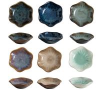Pingansoon Ceramic Dipping Bowls - Small Soy Sauce Dishes, Appetizer & Side Dish Bowls for Sushi, Condiments, Snacks, Tapas (6, Six Colors)