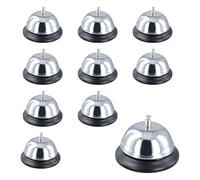 PINGEUI 10 Pack Silver Service Bell, 8.5 x 6 cm Reception Call Bell, Desk Bells Bulk for Reception Desk