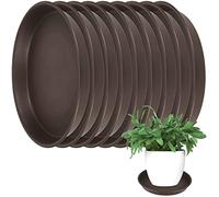 PINGEUI 10 PCS 30cm Plastic Plant Pot Saucers, Durable Thicker Flower Drip Trays Round Plant Saucer for Indoor Outdoor Garden, Brown