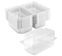 PINGEUI 100 Pcs Plastic Cake Slice Boxes, 7.2 Inch Clear Salad Box with Lid Square Cake Box Individual Cake Boxes for Salad, Sandwich, Dessert, Cake Slice, Muffin, Cheese, Pasta