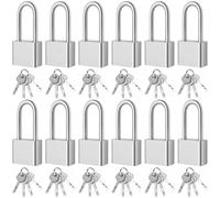 PINGEUI 12 Pack Long Shackle Padlock, Heavy Duty Padlocks with Keys for Gate Garage Shed Warehouse Fence Lock Use Outdoor Weather Resistant