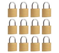 PINGEUI 12 Pack Small Brass Padlock, Padlocks with Keys, Mini Padlock for Suitcase Gym Locker Sheds, 32 x12 x50mm