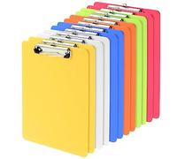 PINGEUI 12 PCS 6 Colors A4 Size Plastic Clipboard, Clip Boards with Hanging Hole Colourful Clipboard for Files and Documents