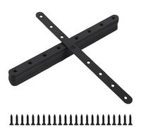 PINGEUI 12 Pcs Black Mending Plates, 293 x 19 mm Flat Straight Brace Brackets, Stainless Steel Joining Plates with Screws for Wood Project and Fixing Furniture