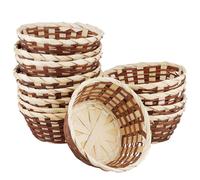 PINGEUI 15 Pack Round Woven Gift Basket, 18cm Small Bamboo Basket, Woven Bread Roll baskets for Table Restaurant Display Decor Home Storage