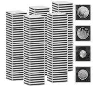 PINGEUI 150 Pack Square Coin Capsules, Adjustable Coin Cases with 5 Sizes Black Gaskets, Coin Snap Holder for Coin Collection