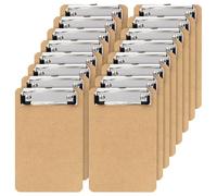PINGEUI 16 Pack A6 Hardboard Clipboard with Scalable Hanging Hole and Metal Clip, Wooden Clipboard, Brown Clipboards for Office, Restaurant, Office Supplies