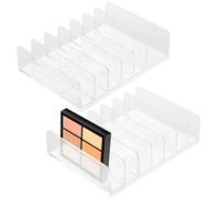 PINGEUI 2 Pack Eyeshadow Palette Organiser, 7-Section Divided Acrylic Eyeshadow Palette Holder, Clear Makeup Cosmetics Storage Organizer for Bathroom Countertops, Vanities, Cabinets