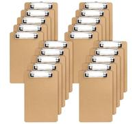 PINGEUI 20 Pack A5 Wooden Clipboard, Hardboard Clipboard with Scalable Hanging Hole and Metal Clip, Brown Clipboards for Office, Restaurant, Office Supplies