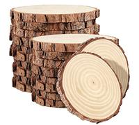 PINGEUI 20 Piece 14-16 cm Natural Wood Slices, Unfinished Wooden Circles with Bark, Round Blank Wooden Slices Wood Discs for DIY Crafts, Christmas Ornaments and Wedding Decorations