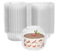 PINGEUI 200 Pack Clear Plastic Cupcake Boxes, 4.4 Inch Single Cupcake Containers, Plastic Transparent Cupcake Cases Individual Muffin Boxes Cake Portions for Cakes, Salad, Cheese