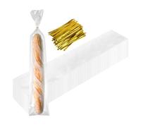 PINGEUI 200 Pack Plastic Bread Bags with Ties, 27.5x6 Inch Long Loaf Bread Bags Clear Baguette Bag for Homemade Bread