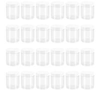 PINGEUI 24 Pack 250ml Clear Round Plastic Jars with Lid, BPA Free Wide Mouth Plastic Container, Empty Sample Storage Pot Jars for Slime, Food, Spices, Liquids, Crafts