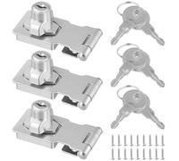 PINGEUI 3 Pack Keyed Hasp Locks, Alloy Hasp and Staple Lock 90 Degrees, Heavy Duty Shed Door Clasp Locks for Cabinets Cupboard Drawer Gate, Silver (2.5Inch)