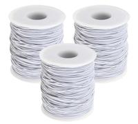 PINGEUI 3 Rolls 1mm x 100m/328 ft Elastic Cord White Round Hat Elastic String,100m Elastic Beading String Cord Bracelet Elastic Cord for DIY Necklace Bracelets Making
