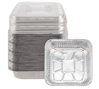 PINGEUI 30 Pack 20.5 x 20.5 x 4.5 CM Aluminium Foil Trays, Tin Foil Containers with Clear Lid, Foil Trays for Kitchen, Camping and Restaurants