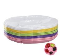 PINGEUI 30 Pack Snack Serving Tray, 12 Inch Serving Platter with 6 Sections, Reusable Plastic Snack Plate for Snacks Fruit Candies Dessert Nibbles Nuts, 5 Colours