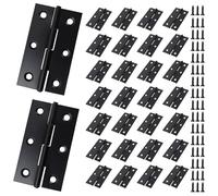 PINGEUI 30 Pcs Black Door Hinges, 68mm x 39mm Stainless Steel Butt Hinges with 180 Pcs Screws, Internal Door Hinges for Home Furniture Wooden Door Hinge