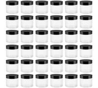 PINGEUI 36 Pack 120ml Small Round Plastic Jars, Wide Mouth Storage Jars with Black Lids, Clear Plastic Jar Empty Plastic Containers for Nuts, DIY Arts Crafts, Beads