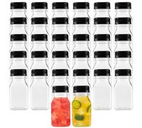 PINGEUI 36 Pack 4oz /120ml Plastic Shot Juice Bottles with Black Lids, Empty Plastic Juice Bottles, Mini Fridge Shot Bottles for Juice, Milk, Water, Coffee, Smoothie