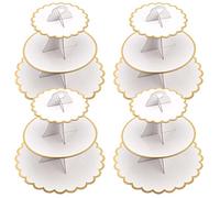 PINGEUI 4 Pack 3 Tier Cardboard Cupcake Stand, Afternoon Tea Cake Stand Cardboard Round Dessert Display Tower Holder for Birthday, Party, Wedding, Christmas, Anniversary