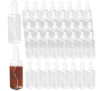 PINGEUI 40 Pcs 100 ml Mini Spray Bottle, Plastic Spray Bottle with Cap, Clear Travel Bottles Fine Mist Small Refillable Containers for Perfumed, Water, Hair, Face, Square