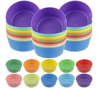 PINGEUI 40 Pcs Reusable Plastic Bowls, 300ml/10oz Unbreakable Plastic Cereal Bowls Picnic Salad Bowl for Party Tableware Snack Fruit (10 Colors)