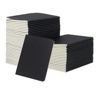 PINGEUI 50 Pack A6 Blank Notebooks Bulk, Small Plain Notepad Pocket Notebook Unlined, Black Kraft Cover Notebook Journal Memo for Sketching Notes Writing Office Supplies, 14x10cm, 60 Pages