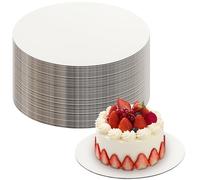 PINGEUI 50 PCS 8 Inch/20cm Round Cake Board, White Cake Base Boards 2mm Thick Cakes Cards for Sponges Fruit Wedding Cakes