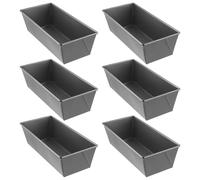 PINGEUI 6 Pack 10 inch Bread Loaf Tin, Non-Stick 2lb Bread Baking Tin, Rectangular Carbon Steel Loaf Pan for Bread, Loaves and Cake, 25 x 12 x 8 cm, Black