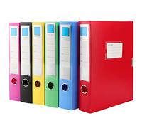 PINGEUI 6 PCS A4 File Storage Boxes, Collapsible Plastic Archives Cases with Lid, File Folder Organizer Document Storage Filing Box for Office Home School, 6 Assorted Colour