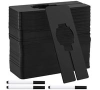 PINGEUI 60 Pack Blank Hanger Dividers, 125 x 50mm Rectangular black Plastic Closet Dividers, Rail Dividers Size Tags for Wardrobe Sorting Clothing Brand, Size, Color