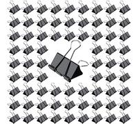PINGEUI 72 Pcs 51mm Black Bulldog Clips, Large Binder Clips Paper Clamps, Foldback Clip for Home, Office