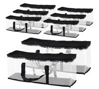 PINGEUI 8 Pack DVD Storage Bags Hold Up to 320 DVDS(40 Each Bag), CD Storage Bags with Zips and Handles, Water Resistant PVC Media Storage for Movies, Media, Books, Black