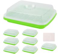 PINGEUI 8 Pack Seed Sprouting Tray with Lid, 33cm x 26cm Microgreens Growing Trays with 40Pcs Germinating Papers, Seed Hydroponic Propagators for Growing Mung Beans Alfalfa Wheat Grass