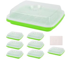 PINGEUI 8 Pack Seed Sprouting Tray with Lid, 33cm x 26cm Microgreens Growing Trays with 40Pcs Germinating Papers, Seed Hydroponic Propagators for Growing Mung Beans Alfalfa Wheat Grass
