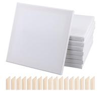 PINGEUI 8 PCS 20 x 20cm Canvas for Painting, Square Canvas Frame White Stretched Canvas with 64 Inserts Blank Canvases for Art for Oil, Acrylic Pouring, Artists Painting