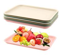 PINGEUI 8 PCS Fast Food Trays, 36.5 x 26.5cm Rectangular Food Serving Tray Large Plastic Serving Platters for Serving Drinks, Restaurants (4 Color)