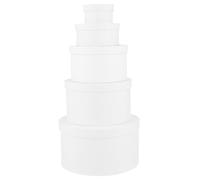 PINGEUI Round Gift Box with Lid, Set of 5 Off White Hat Boxes Different Sizes Cardboard Box for Flowers Presents Crafts, Wedding Decor
