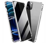 PingGoo Magnetic Titanium Privacy Case for iPhone 15, Anti Peep Magnetic Adsorption Double Sided Tempered Glass Full Body Case, Privacy Screen Protector Metal Frame Clear Phone Case