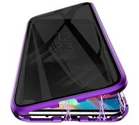 PingGoo Magnetic Titanium Privacy Case for Samsung Galaxy A26, Anti Peep Magnetic Adsorption Double Sided Tempered Glass Full Body Case, Privacy Screen Protector Metal Frame Clear Phone Case