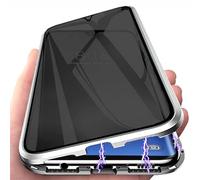 PingGoo Privacy Magnetic Case for Huawei Mate 50 6.7", Anti Peep Tempered Glass Full Body Case, Front & Back 9H Tempered Glass, Privacy Titanium Metal Frame Anti Spy Case Cover, Sliver