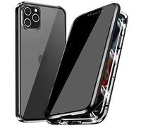 PingGoo Privacy Magnetic Case for iPhone 14, Anti Peep Magnetic Adsorption Cover, Front & Back 9H Tempered Glass, Privacy Screen Protector Metal Frame Anti Spy Case Cover, Black