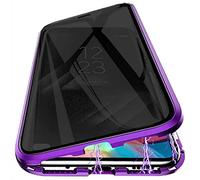 PingGoo Privacy Magnetic Case for Samsung Galaxy Note 20, Anti Peep Tempered Glass Full Body Case, Front & Back 9H Tempered Glass, Privacy Screen Protector Metal Frame Anti Spy Case Cover, Purple