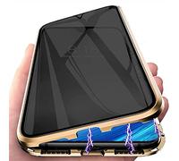 PingGoo Privacy Magnetic Case for Samsung Galaxy S21, Anti Peep Tempered Glass Full Body Case, Front & Back 9H Tempered Glass, Privacy Screen Protector Metal Frame Anti Spy Case Cover, Gold