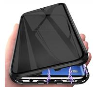 PingGoo Privacy Magnetic Case for Samsung Galaxy S23 FE 6.4", Anti Peep Tempered Glass Full Body Case, Front & Back 9H Tempered Glass, Privacy Titanium Metal Frame Anti Spy Case Cover, Black